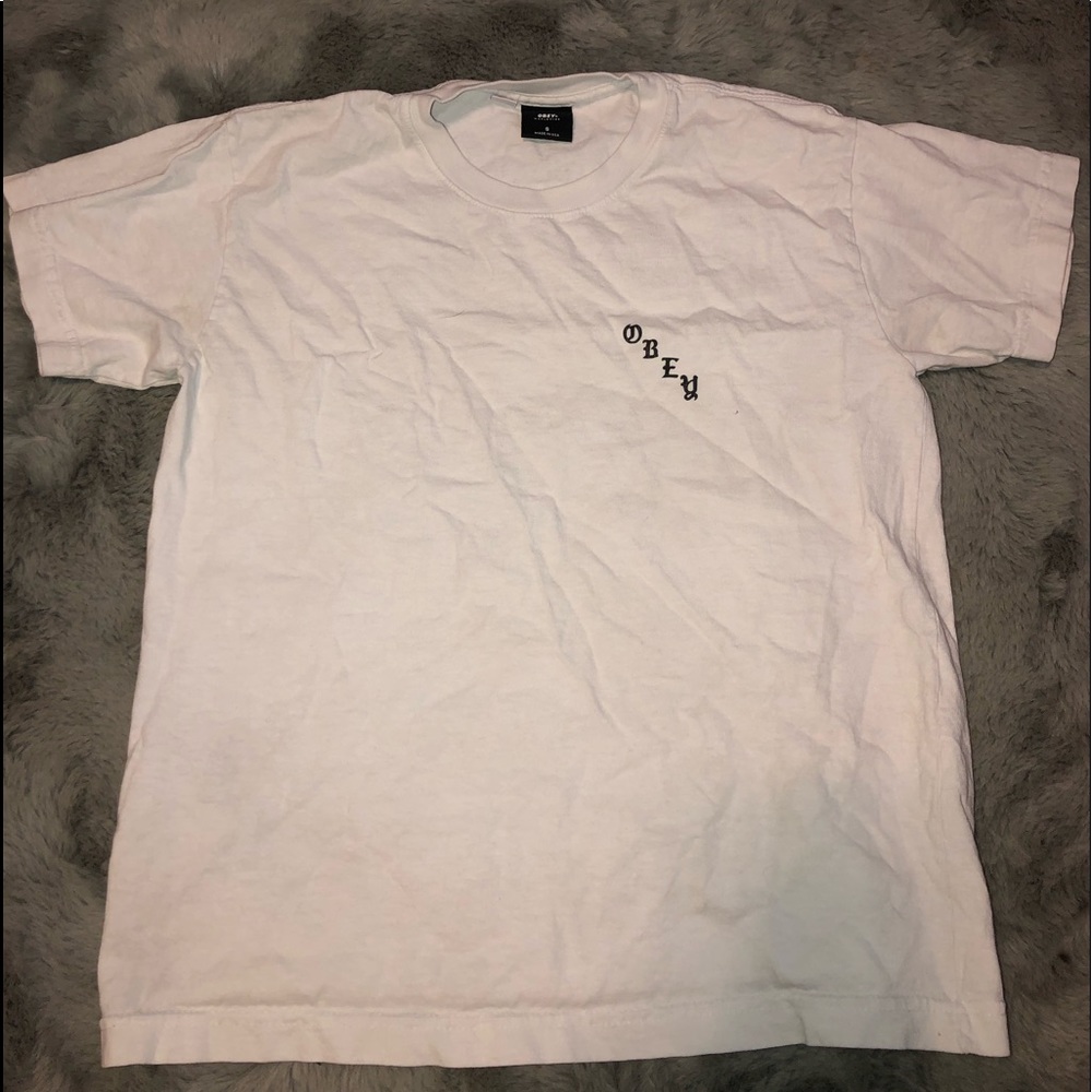 obey t-shirt with rose graphic